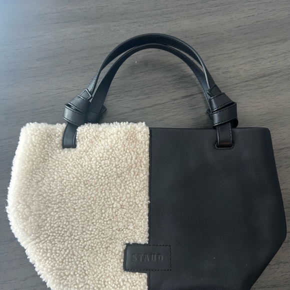 New Staud Ida Mini Tote with Real Wool & Leather - Picture 3 of 9